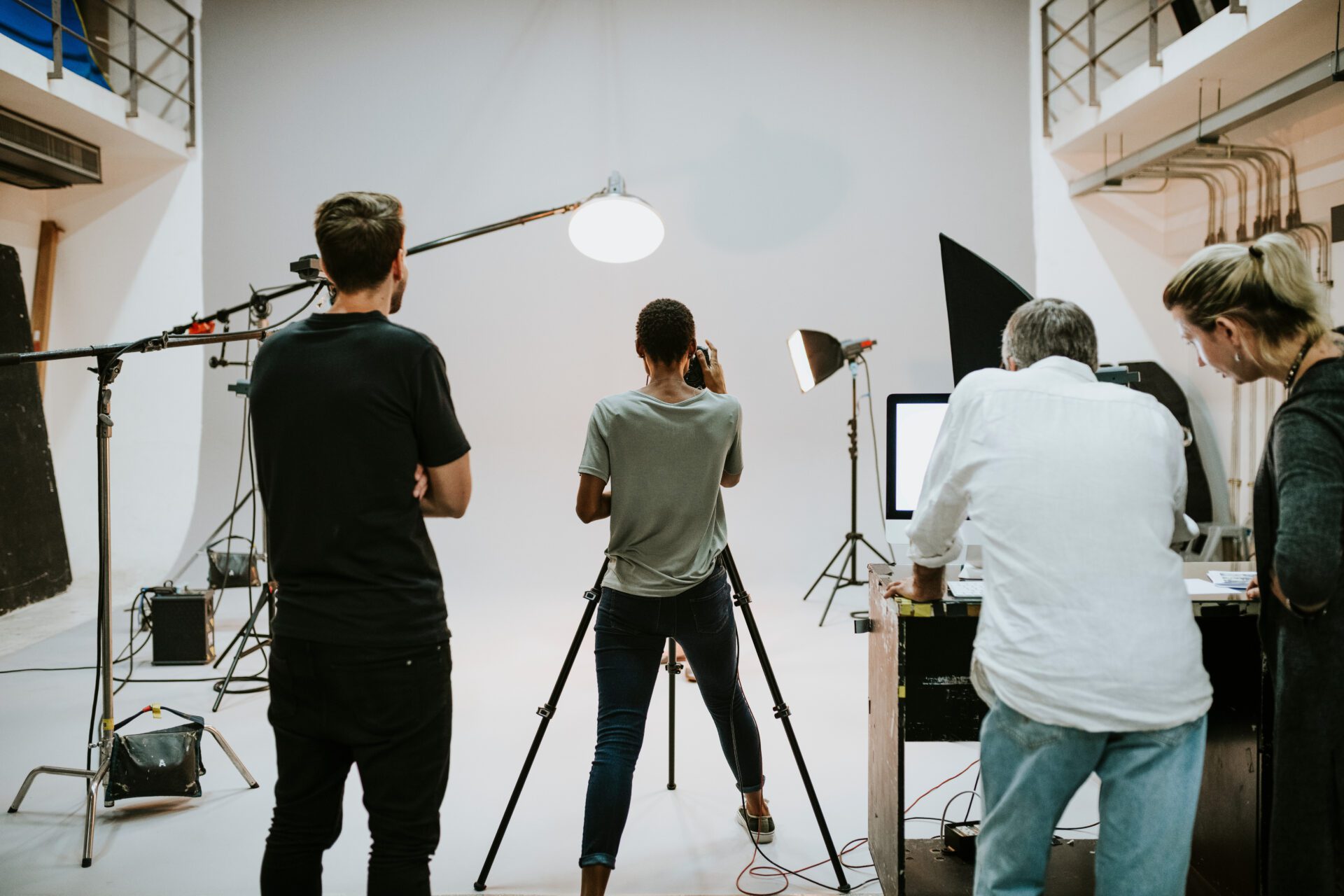 Crew working together in the studio